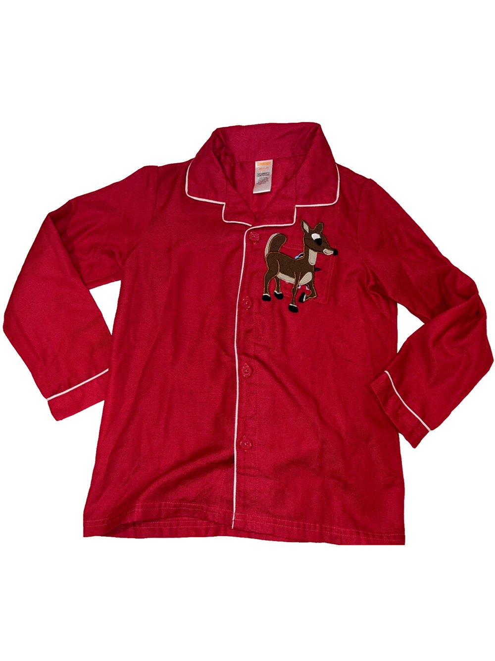Gymboree Red Holiday/ Christmas Rudolph Pajama Button Up Shirt Medium 7-8 Unisex